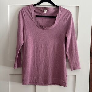 JCrew Women's Lavender Top with Satin Neckline Trim